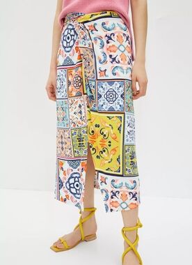 Anthropologie Tiled Midi Skirt Size S Multicolored